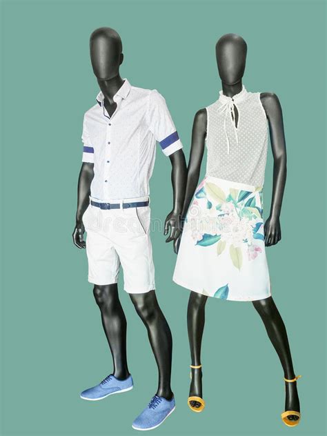 Two Mannequins Dressed In Summer Clothes Stock Image Image Of Casual