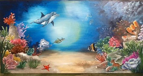 Carp porthole fish fishing wall art sticker decal mural transfer print mural p3j. Reef fish mural by Julie Shaw (With images) | Ocean art