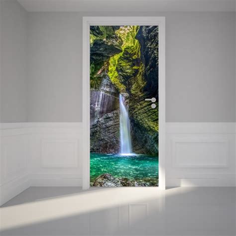 Door Wall Sticker Waterfall Peel And Stick Repositionable Fabric Mural