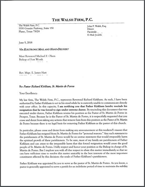 Letter Rescinding Fathers Resignation Frk Advocates