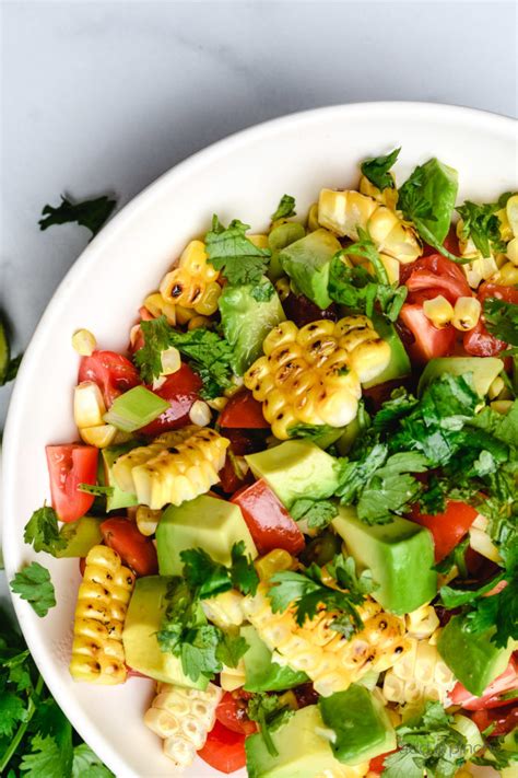 Grilled Corn Salad Features Fresh Summer Corn With Avocado Tomato