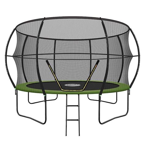 Genki 12ft Round Outdoor Trampoline Set With Safety Enclosure And Ladder