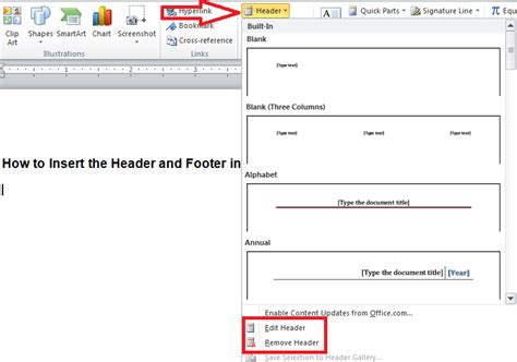 How To Insert The Header And Footer Inside Ms Word W3schools