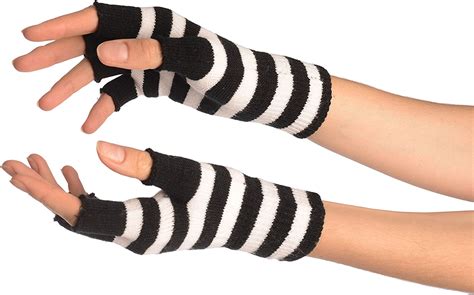 white and black stripes short fingerless gloves white designer gloves uk fashion