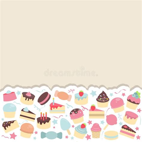 Background With Cute Cakes Stock Vector Illustration Of Eating Cake