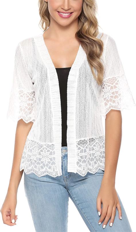 aibrou women s chiffon lace cardigans short sleeve tops lightweight soft loose blouse casual