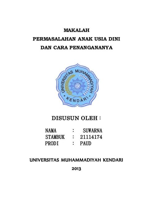 Contoh Makalah Permasalahan Anak Usia Dini