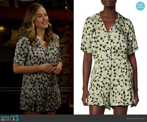 Wornontv Hopes Green Daisy Print Romper On The Bold And The Beautiful