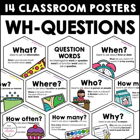 Wh Question Word Posters Esl Grammar Bulletin Board Classroom Decor The Best Porn Website