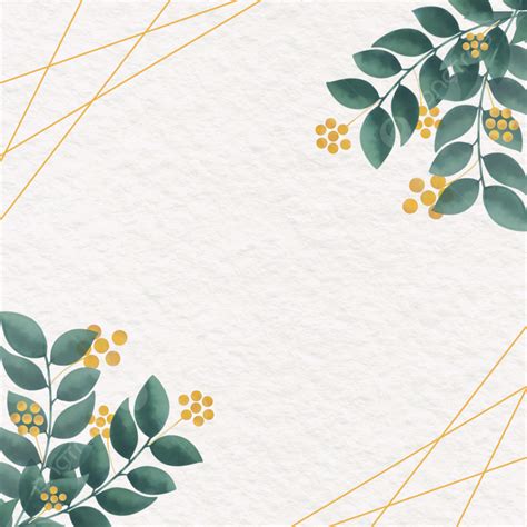 Floral Watercolor Frame Flower Leaves Gold Cute Wedding Template