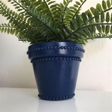Blue Flower Pot 13cm Ceramic Plant Pots Terracotta Plant Pots
