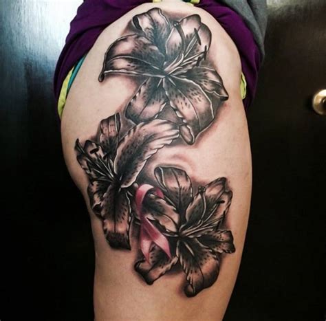 Lily Flower Thigh Tattoos