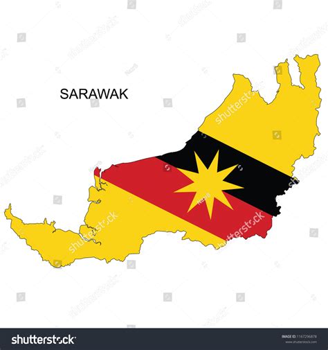 Sarawak Flag Over Map Vector Vector De Stock Libre De Regalías