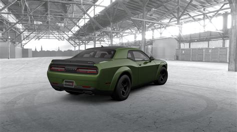 Rear View 2018 Dodge Srt Challenger Demon In F8 Green With Painted