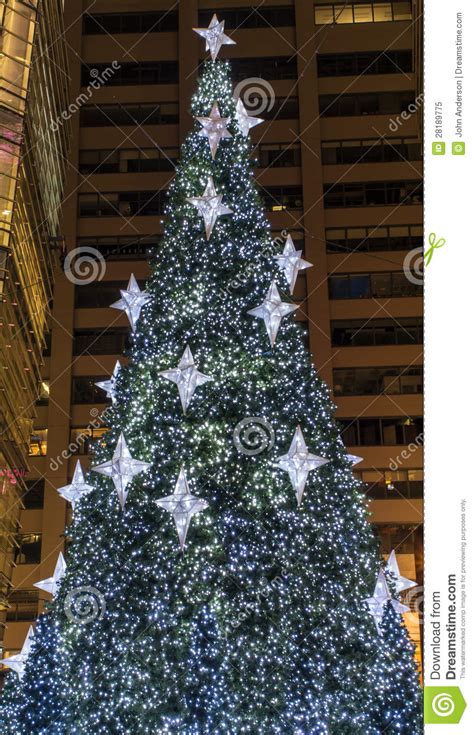 New York City Manhattan Christmas Tree Stock Image Image Of Lights