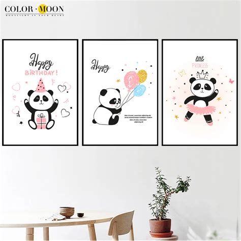 Colormoon Panda Posterler Ve Bask Lar Tuval Boyama T Rnaklar Nordic