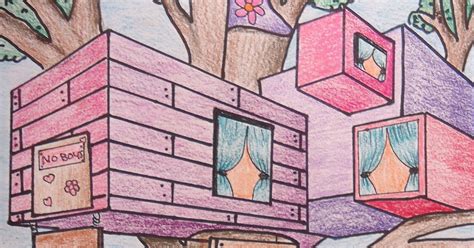 Mini Matisse Student Samples Of The Two Point Perspective Tree House