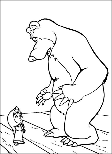 Masha With Bear Coloring Page Download Print Or Color Online For Free