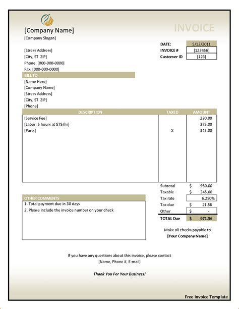 Free Download Invoices Invoice Template Ideas