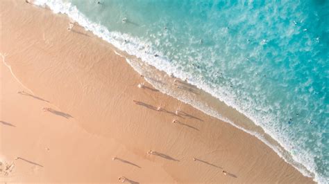 Download Wallpaper 2560x1440 Aerial View Calm And Peaceful Beach