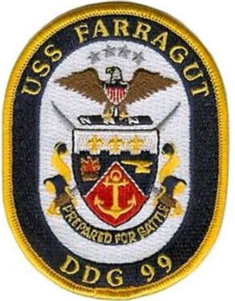 Ddg 99 Uss Farragut Guided Missile Destroyer Ship Crest Patch Us Navy