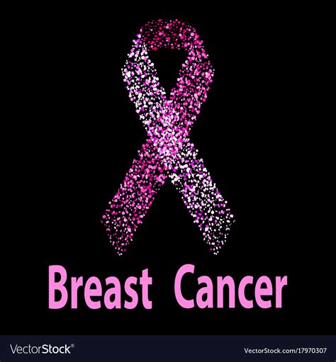 Breast Cancer Awareness Pink Ribbon Made Of Dots Vector Image