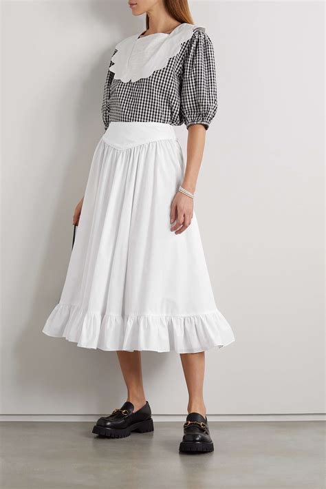 White Ruffled Cotton Poplin Midi Skirt Batsheva Net A Porter