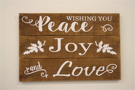 Wishing You Peace Joy And Love Christmas Pallet Sign Rustic