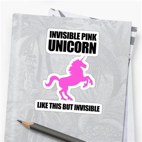 Invisible Pink Unicorn Stickers By Jezkemp Redbubble