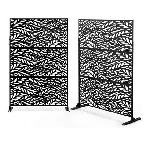65 Ft H X 4 Ft W Patio Laser Cut Metal Privacy Screen In Black 3