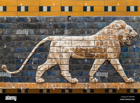 Mosaic Of A Lion On The Ishtar Gate Istanbul Turkey Stock Photo Alamy