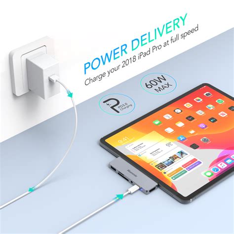Usb C Hub For Ipad Pro 2018 Hommie 6 In 1 Type C Adapter With 4k Hdmi