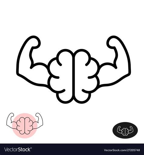 Strong Brain Concept Line Style Showing Royalty Free Vector