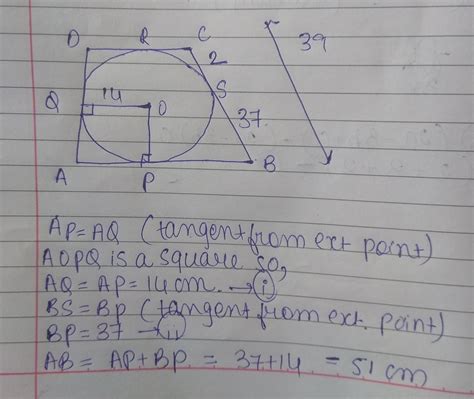 in the given figure quadrilateral abcd is circumscribed touching the circle at pqr and s such