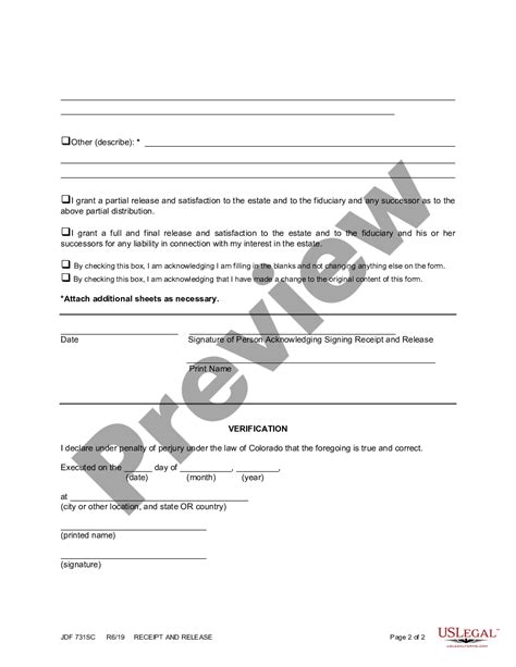 Receipt And Release Form For Trust Us Legal Forms