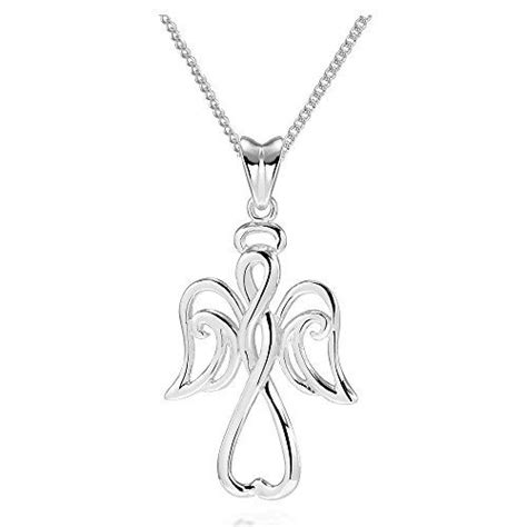 925 Sterling Silver Guardian Angel Cross Pendant Necklace 18 Cross
