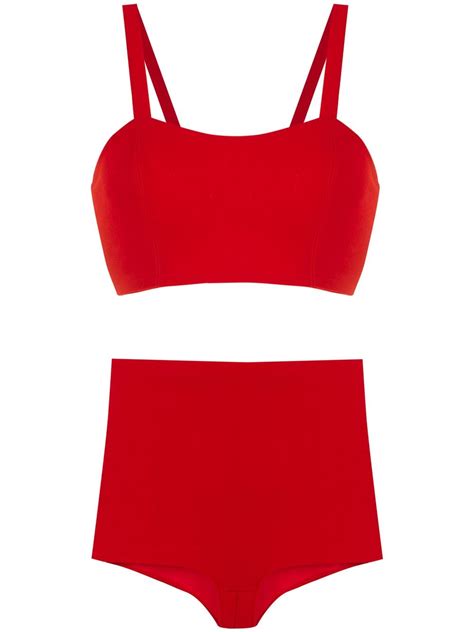 Olympiah Square Neck Bikini Set In Red Modesens