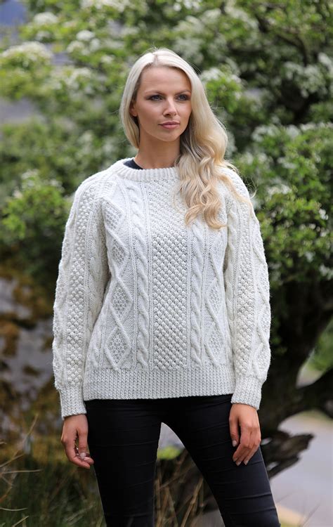 Ladies Handknit Aran Sweater Authentic Irish Knitwear Moriartys