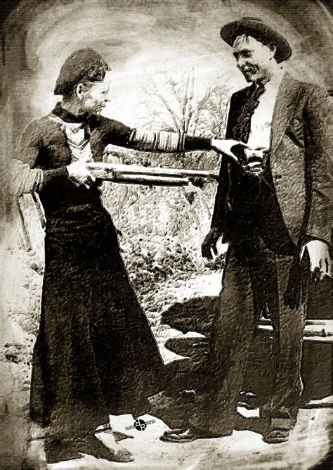 Painting Of Bonnie And Clyde Mock Hold Up Black And White Mugshot