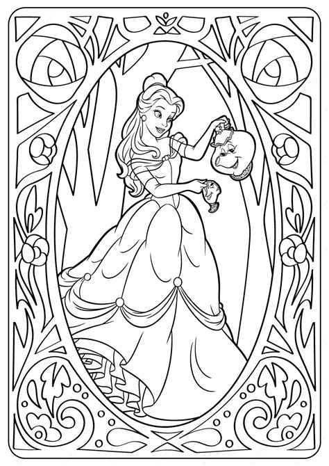 Most of the princesses are of disney classic animation such as cinderella, aurora, snow white, belle, jasmine, and the little mermaid. Printable Disney Belle PDF Coloring Pages