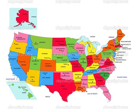 United States Of America Map With Capitals