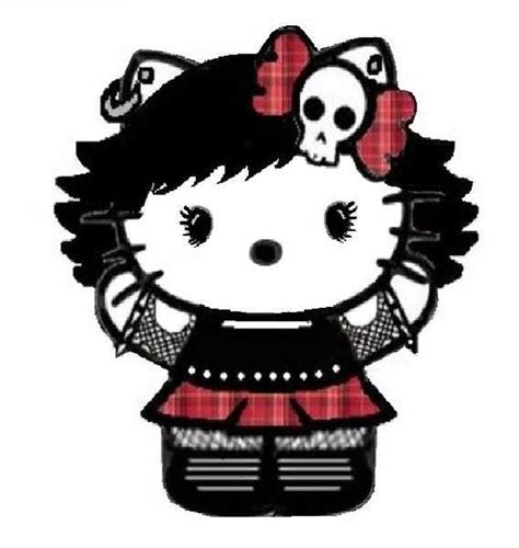 2x2 Hello Kitty Emo Goth Flippy Hair All Color Fabric Iron On Transfer Hello Kitty Pictures
