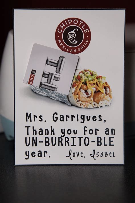 This electronic gift card will be delivered to your email in approximately one business day. Teacher appreciation week. Chipotle gift card holder. | Chipotle teacher appreciation, Best gift ...