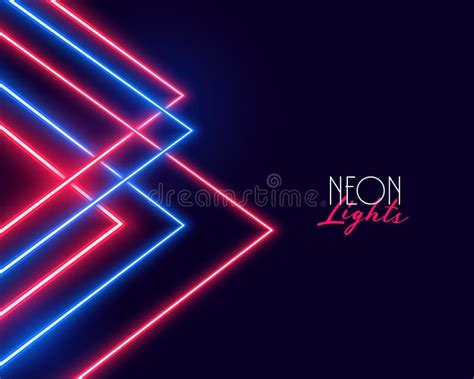 Geometric Red And Blue Neon Lights Background Design Stock Vector