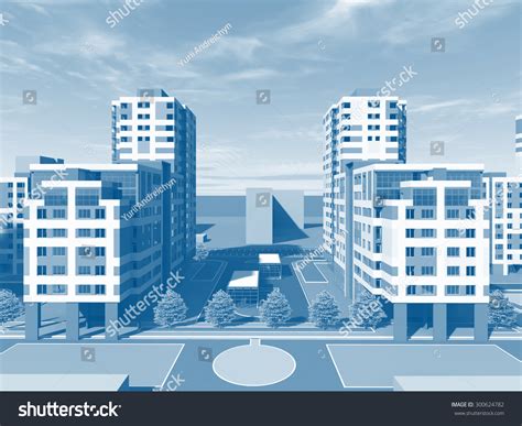 Residential Buildings Architectural Background Stock Photo 300624782
