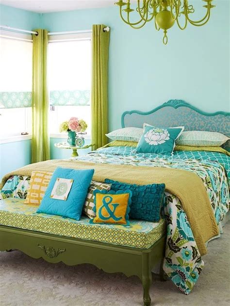 Green Aqua Turquoise And Yellow Bedroom Pinterest