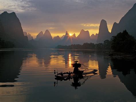 Li River China Paysages Magnifiques Dessin Architecture Paysage