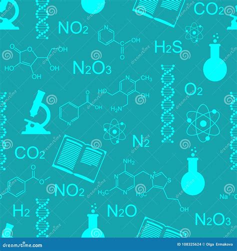 Seamless Background Chemistry And Chemical Formulas Dna Flask