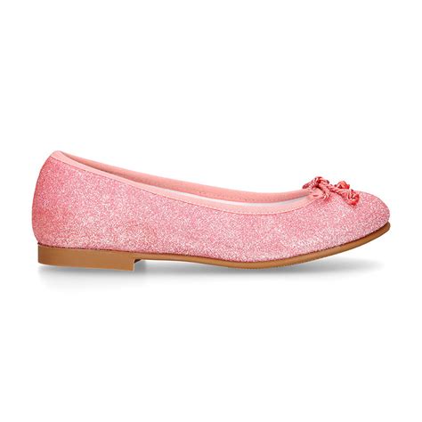 Classic Fine Glitter Girl Ballet Flats With Elastic Contour And Ribbon