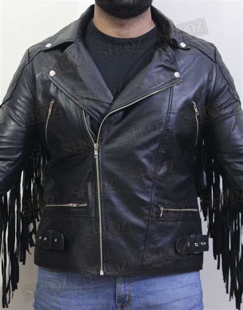 Buy Mens Leather Fringe Biker Jacket Fringed Tassel Jacket